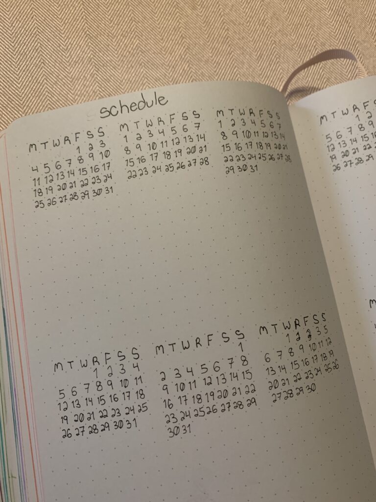 Bullet Journal Differently - Schedule - blank