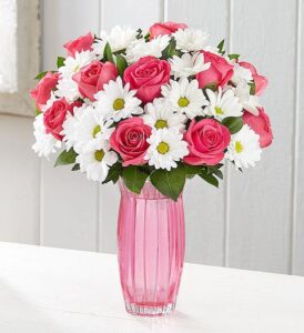 Pink Roses White Daisies 1800Flowers (Cruelty-Free Valentine's Day)