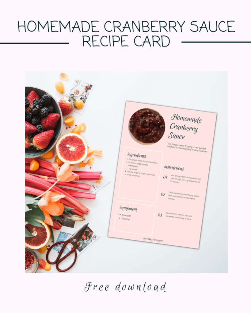 Homemade Cranberry Sauce Recipe Card Download