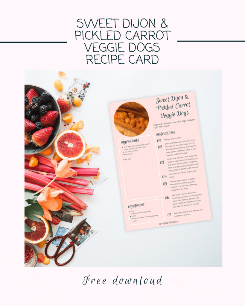 Sweet Dijon & Pickled Carrot Veggie Dogs Recipe Card