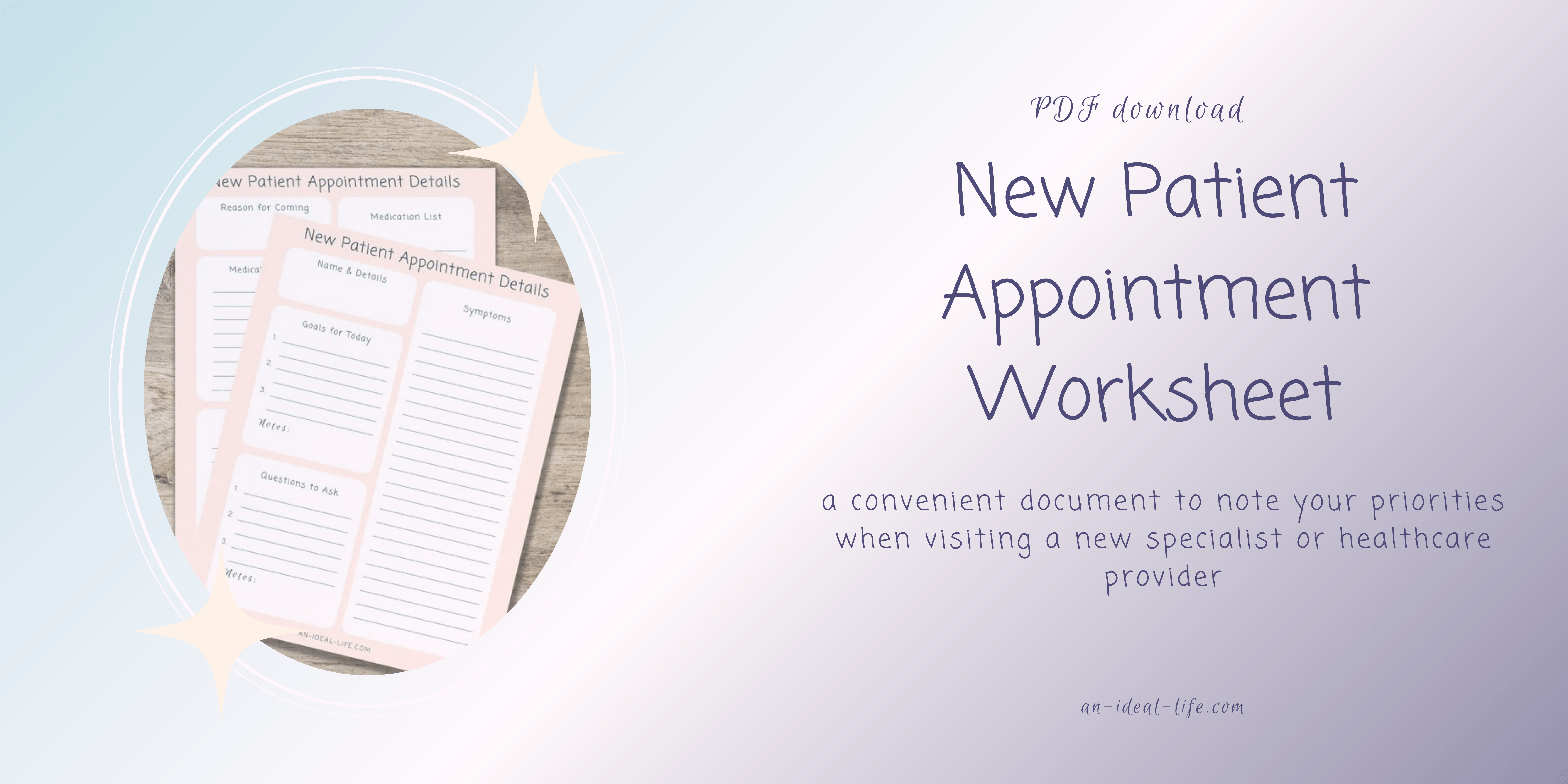 New Patient Appointment Details Worksheet Product Banner