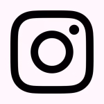 Instagram logo – A rounded square outline with a circle in the center and a small solid circle in the top right, representing a camera lens and flash.
