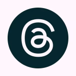 Threads logo – A stylized white "@" symbol with a looping, abstract design, set in a dark teal circle.